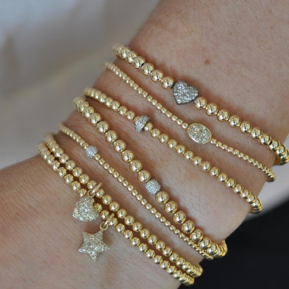 Karen Lazar 2mm YG w/ Diamond Bead Bracelet - Picture 5 of 5